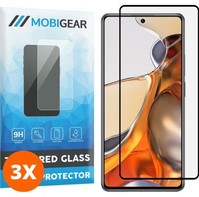 Mobigear Premium - Xiaomi 11T Pro Verre trempé Protection d'écran - Compatible Coque - Noir (Lot de 3)
