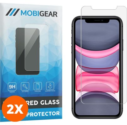 Mobigear - Apple iPhone XS Verre trempé Protection d'écran - Compatible Coque (Lot de 2)