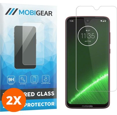 Mobigear - Motorola Moto G7 Verre trempé Protection d'écran - Compatible Coque (Lot de 2)