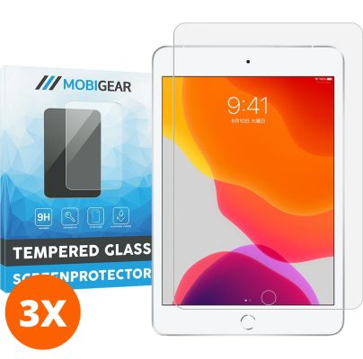Mobigear - Apple iPad Mini 5 (2019) Verre trempé Protection d'écran - Compatible Coque (Lot de 3)