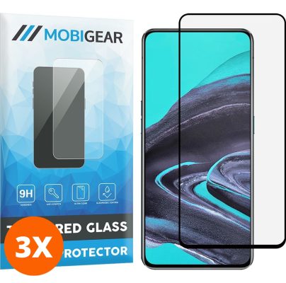 Mobigear Premium - OPPO Reno 2 Verre trempé Protection d'écran - Compatible Coque - Noir (Lot de 3)