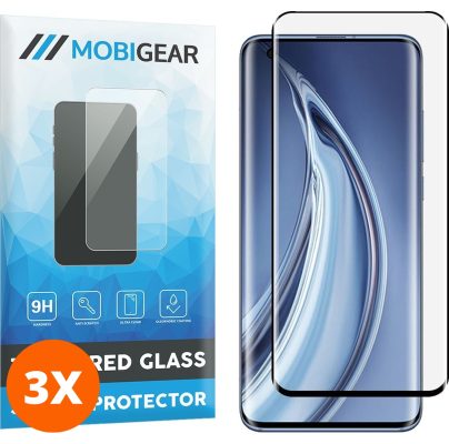 Mobigear Premium - Xiaomi Mi 10 Pro Verre trempé Protection d'écran - Compatible Coque - Noir (Lot de 3)