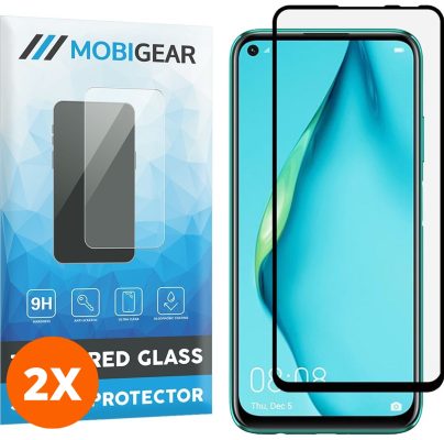 Mobigear Premium - Huawei P40 Lite Verre trempé Protection d'écran - Compatible Coque - Noir (Lot de 2)