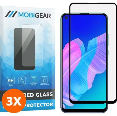 Mobigear Premium - Huawei P40 Lite E Verre trempé Protection d'écran - Compatible Coque - Noir (Lot de 3)