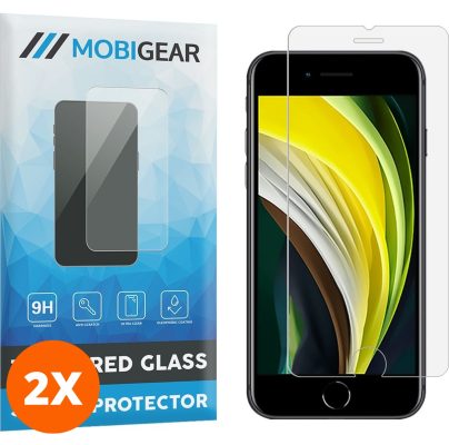 Mobigear - Apple iPhone SE (2020) Verre trempé Protection d'écran - Compatible Coque (Lot de 2)