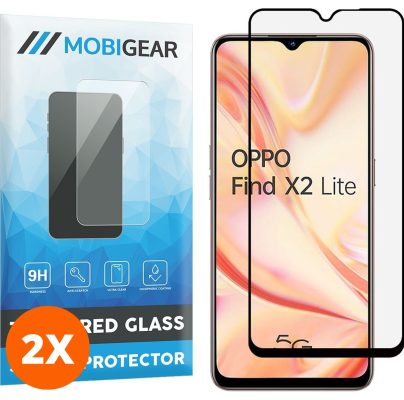 Mobigear Premium - OPPO Find X2 Lite Verre trempé Protection d'écran - Compatible Coque - Noir (Lot de 2)