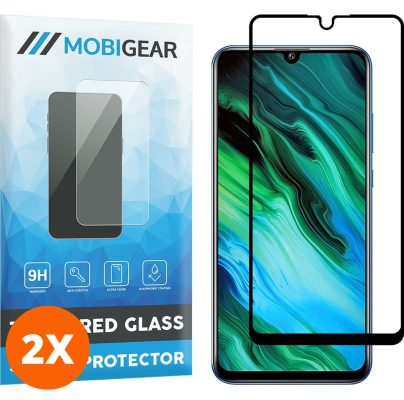 Mobigear Premium - HONOR 20E Verre trempé Protection d'écran - Compatible Coque - Noir (Lot de 2)