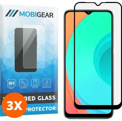 Mobigear Premium - Realme C11 (2020) Verre trempé Protection d'écran - Compatible Coque - Noir (Lot de 3)