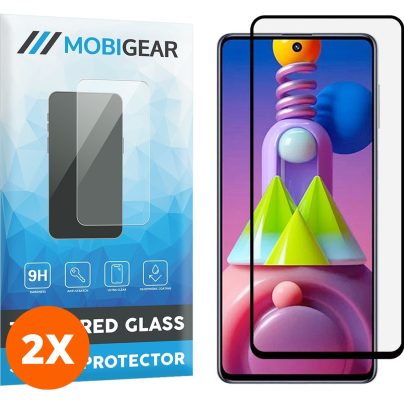 Mobigear Premium - Samsung Galaxy M51 Verre trempé Protection d'écran - Compatible Coque - Noir (Lot de 2)