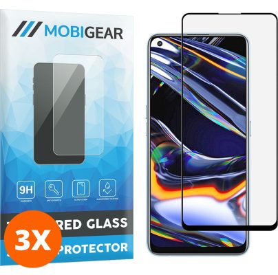 Mobigear Premium - Realme 7 Pro Verre trempé Protection d'écran - Compatible Coque - Noir (Lot de 3)