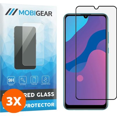 Mobigear Premium - HONOR 9A Verre trempé Protection d'écran - Compatible Coque - Noir (Lot de 3)