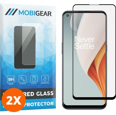 Mobigear Premium - OnePlus Nord N100 Verre trempé Protection d'écran - Compatible Coque - Noir (Lot de 2)