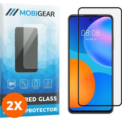 Mobigear Premium - Huawei P Smart (2021) Verre trempé Protection d'écran - Compatible Coque - Noir (Lot de 2)