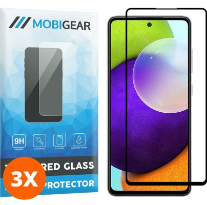 Mobigear Premium - Samsung Galaxy A52s 5G Verre trempé Protection d'écran Empreinte digitale - Compatible Coque - Noir (Lot de 3)
