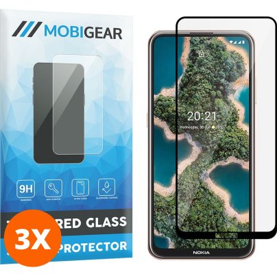 Mobigear Premium - Nokia X20 Verre trempé Protection d'écran - Compatible Coque - Noir (Lot de 3)