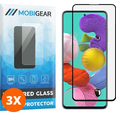 Mobigear Premium - Samsung Galaxy A51 5G Verre trempé Protection d'écran Empreinte digitale - Compatible Coque - Noir (Lot de 3)