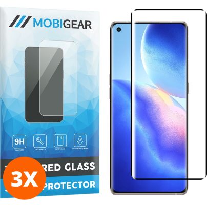 Mobigear Premium - OPPO Find X3 Neo Verre trempé Protection d'écran - Compatible Coque - Noir (Lot de 3)