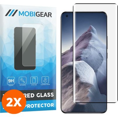 Mobigear Premium - Xiaomi Mi 11 Ultra Verre trempé Protection d'écran - Compatible Coque - Noir (Lot de 2)