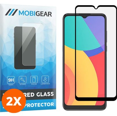 Mobigear Premium - Alcatel 1S 2021 Verre trempé Protection d'écran - Compatible Coque - Noir (Lot de 2)