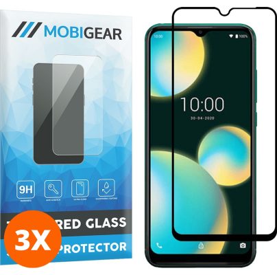 Mobigear Premium - Wiko View 4 Lite Verre trempé Protection d'écran - Compatible Coque - Noir (Lot de 3)