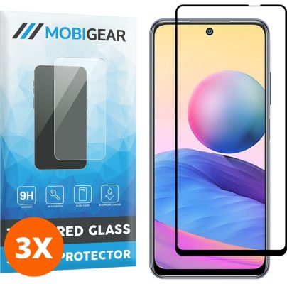 Mobigear Premium - Xiaomi Redmi Note 10 5G Verre trempé Protection d'écran - Compatible Coque - Noir (Lot de 3)