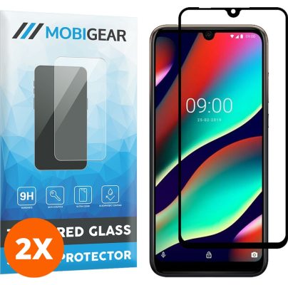 Mobigear Premium - Wiko View 3 Pro Verre trempé Protection d'écran - Compatible Coque - Noir (Lot de 2)