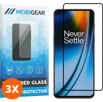 Mobigear Premium - OnePlus Nord 2 Verre trempé Protection d'écran - Compatible Coque - Noir (Lot de 3)