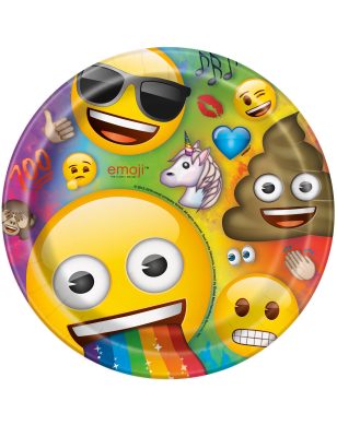 8 Assiettes en carton Emoji Rainbow 22 cm