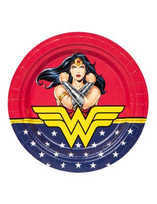 8 Assiettes en carton FSC Wonder Woman 23 cm