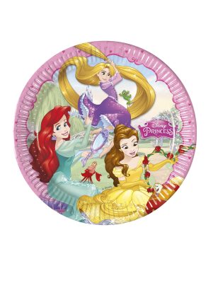8 Assiettes en carton Princesses Disney cœurs 23 cm