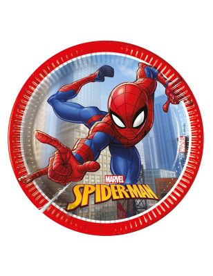 8 Assiettes en carton Spiderman Fighter 20 cm