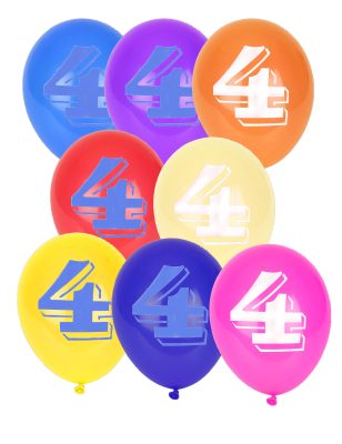 8 Ballons chiffre 4 multicolores 30 cm