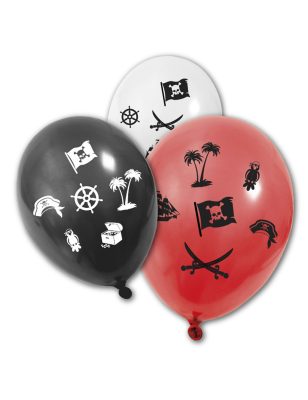 8 Ballons en latex colorés Pirates 30 cm