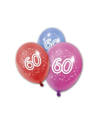 8 Ballons en latex anniversaire 60 ans 30 cm