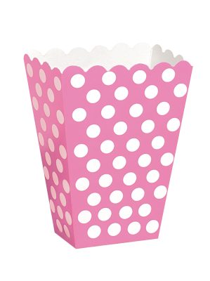 8 Boîtes pop corn rose à pois blanc