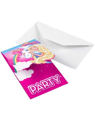 8 Cartons d'invitations Barbie Dreamtopia