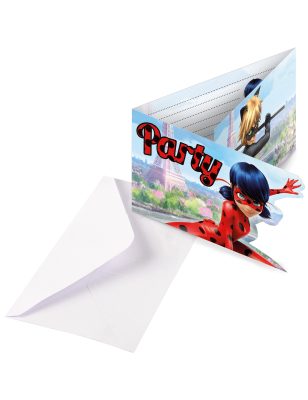 8 Cartons d'invitation Party avec enveloppes Ladybug