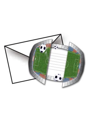 8 Cartes d'invitation avec enveloppes Stade De Foot 15 x 10 cm