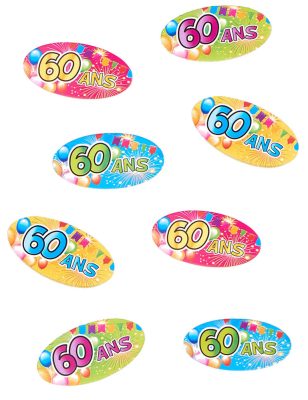 80 Confettis de table 60 ans Fiesta 4 x 2 cm
