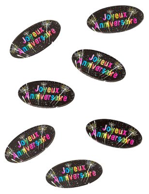 80 Confettis de table en papier anniversaire feux d'artifice 4 x 2 cm