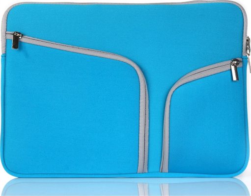 Mobigear Double Zipper - Ordinateur portable Pochette en Neoprène (max 36 cm x 27 cm) Fermeture Éclair - Bleu