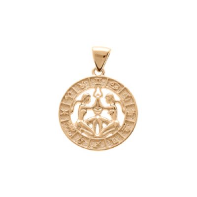 Pendentif en vermeil médaille zodiaque Gémeaux