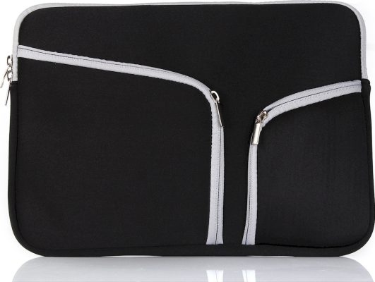 Mobigear Double Zipper - Ordinateur portable Pochette en Neoprène (max 30 cm x 21 cm) Fermeture Éclair - Noir