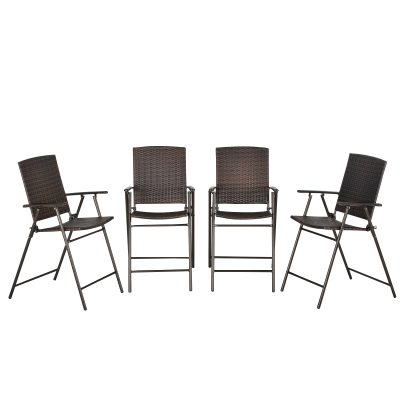 Outsunny Ensemble 4 chaises de jardin pliables résine tressée acier anticorrosion 58 x 66 x 107