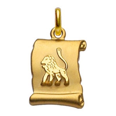 Pendentif en plaqué or zodiaque parchemin simple Lion