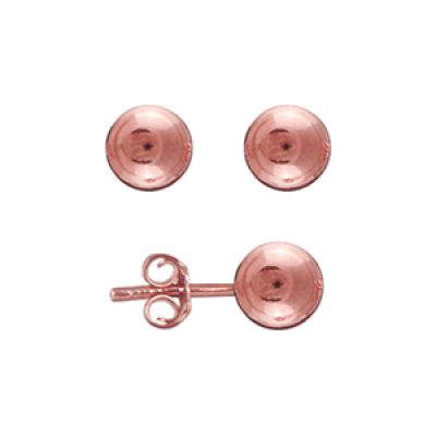 Boucles d'oreilles en plaqué or rose boule de 6mm et fermoir poussette