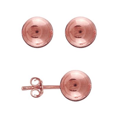 Boucles d'oreilles en plaqué or rose boule de 8mm et fermoir poussette