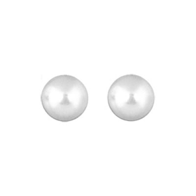 Boucles d'oreilles en plaqué or perle blanche de synthèse 12mm et fermoir poussette