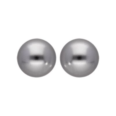 Boucles d'oreille en plaqué or perle grise de synthèse 12mm et fermoir poussette