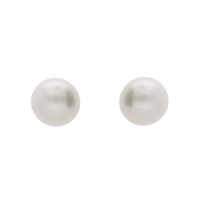 Boucles d'oreille en plaqué or Perle de culture d'eau douce 6mm et fermoir poussette
